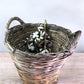 Home & Living > Storage & Organization > Baskets - Round Wicker Basket, Vintage German Woven Rattan Basket, Storage Organi...