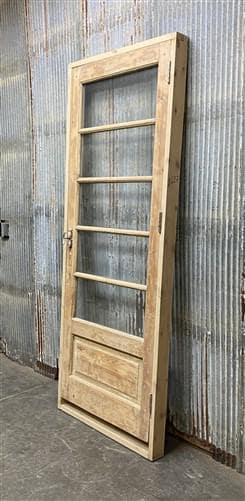 Antique French Single Door (32x84) Glass Pane Door with Jamb, Encased Door T16