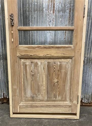 Antique French Single Door(31 x91.5) Glass Pane Door with Jamb, Encased Door T18