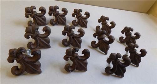 Home & Living > Home Improvement > Drawer Knobs & Pulls - 12 Cast Iron Fleur De Lis Pulls Handles Hardware New Orleans Sai...