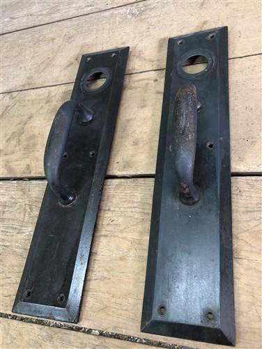 Home & Living > Home Improvement > Hardware - Door Handle Pull Plates, Vintage Black Matte Escutcheon Plate, Mortise Trim...
