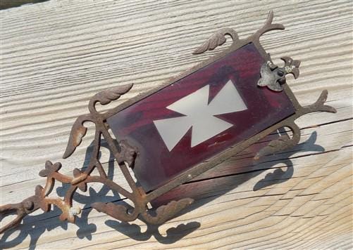 Weathervane Ruby Red Glass Tail Lightning Rod No Ball Arrow Pointer Vintage H
