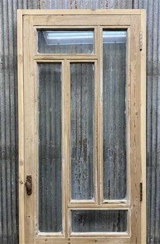 Antique French Single Door (27.25x82) Glass Pane Door with Jamb, Encased Door T6