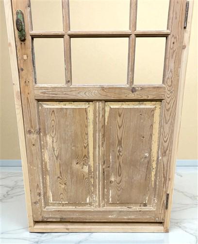Antique French Single Door (32x83.5) Glass Pane Door with Jamb, Encased Door T45