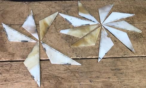Craft Supplies & Tools > Raw Materials > Glass - Stained Slag Glass Half Diamond Panes, Reclaimed Church Window Art Glass...