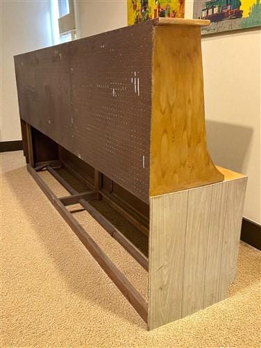 10' Wrapping Station, Vintage Store Counter, Built-in Display Back, Workbench