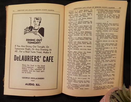 1935 Official Directory Mercer County Illinois, History Genealogy Advertising