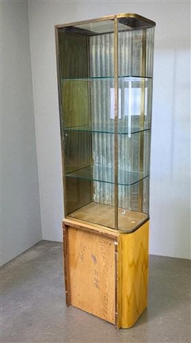 Home & Living > Storage & Organization - 2 Pc. Parker Glass Display Case, Vintage Floor Showcase, Lighted Store Counter by...