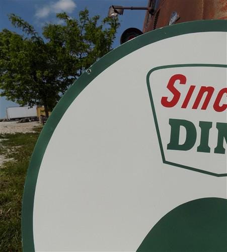 Sinclair Dino Gasoline Sign, Double Sided Metal Porcelain Advertising Sign A