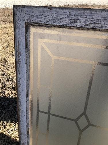 Home & Living > Home Improvement > Windows - Etched Frosted Clear Glass Vintage Church Window, Architectural Art Glass, J...