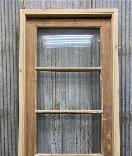 Antique French Single Door (27.5x81) Glass Pane Door with Jamb, Encased Door T31