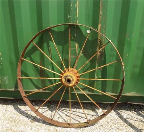 2 Cast Iron Implement Wheels, Wagon Wheel, Tractor Steel Rims, Industrial Age A
