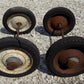 4 Vintage Metal Baby Buggy Wheels Pedal Car Garden Cart Pumpkin Wagon A54