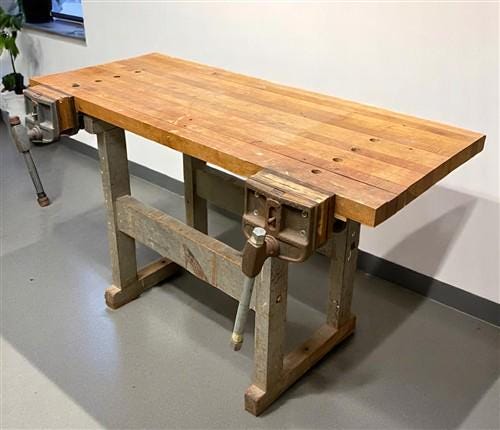Craft Supplies & Tools > Tools & Equipment - Vintage Rustic Work table, Carpenter's Workbench, Woodworking Console Table,...