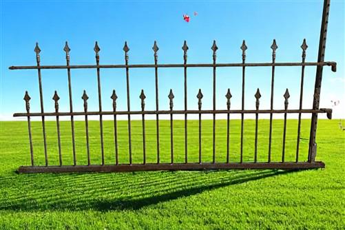 Wrought Iron Vintage Fence Panel (85.5x37) Architectural Salvage, Garden Art A31