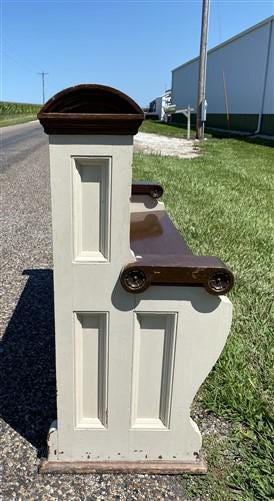 Home & Living > Furniture > Entryway & Mudroom Furniture - Vintage Wooden Church Pew, 3' 8" Porch Bench, Entry Foyer, Dini...