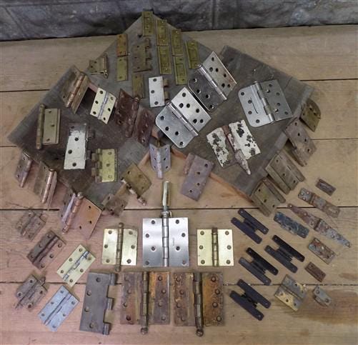 Home & Living > Home Improvement > Hinges - Hinges Door Cabinet Vintage Architectural Salvage Reclaimed Hardware Lot R by...