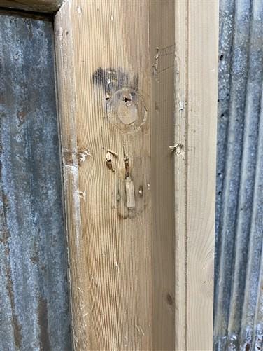 Antique French Single Door (32.5x83) Glass Pane Door with Jamb, Encased Door T11