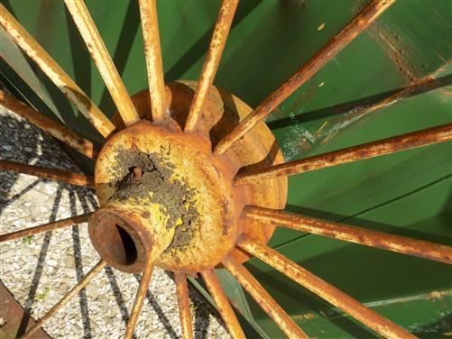 2 Cast Iron Implement Wheels, Wagon Wheel, Tractor Steel Rims, Industrial Age A