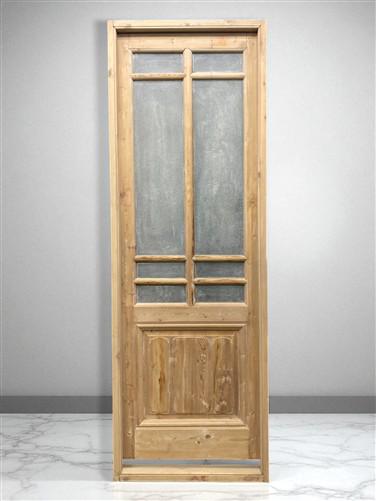 Antique French Single Door (29 x90) Glass Pane Door with Jamb, Encased Door T39