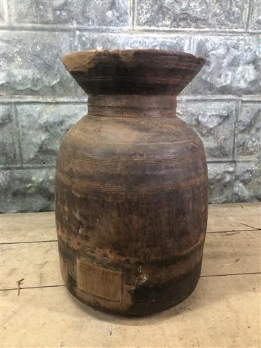 Wood Pot, Round Water Jug, Planter Urn, Flower Frog Display, Farmhouse Box, D