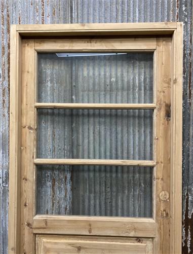 Antique French Single Door (32x79.5) Glass Pane Door with Jamb, Encased Door T37