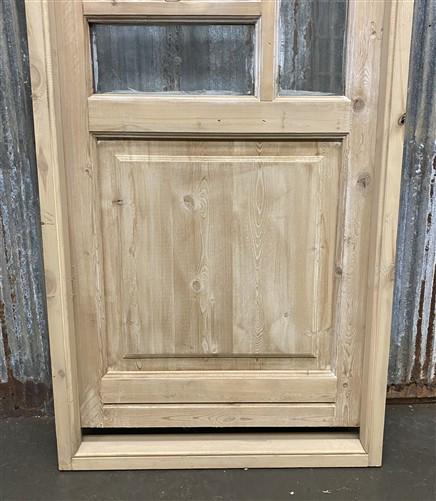 Antique French Single Door (27x81.5) Glass Pane Door with Jamb, Encased Door T27