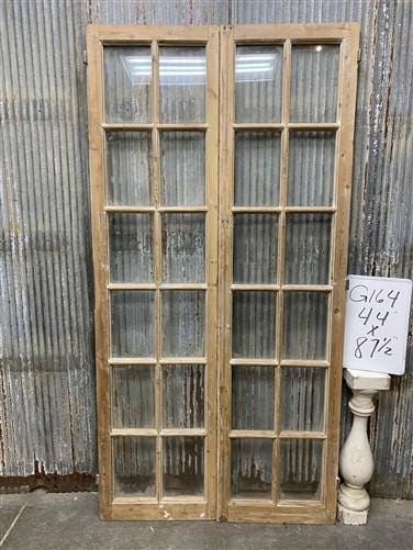 Antique French Double Doors (44x87.5) European Doors, 12 Pane Glass Doors, G164