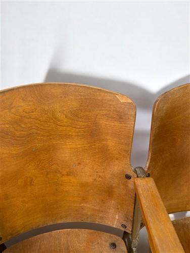 6 Vintage Wood Folding Theater Seats, Auditorium Seats, Entryway Bench, E3
