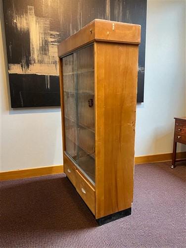 2 Sliding Door Display Cabinet, Vintage Display Case, Curio Cabinet, Showcase, G