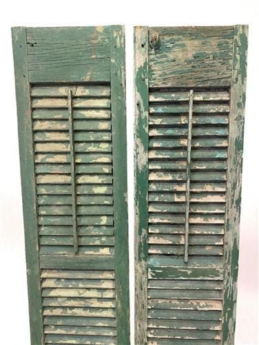 Antique Farmhouse Shutters, Wood Door Window Shutter, Architectural Salvage A69