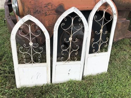Home & Living > Home Decor > Wall Decor > Wall Hangings - 3 French Country Wood Metal Window Frame, Architectural Frame, F...
