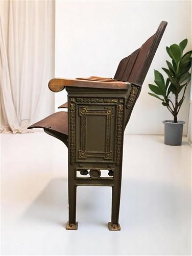 Home & Living > Furniture - 4 Vintage Wood Folding Theater Seats, Auditorium Seats, Entryway Bench, E8 by The Old Grainery