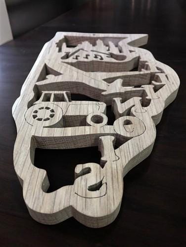 Home & Living > Home Decor > Wall Decor > Wall Hangings - Illinois Carved Wood Wall Decor, Chicago Music Plane Farm Tracto...