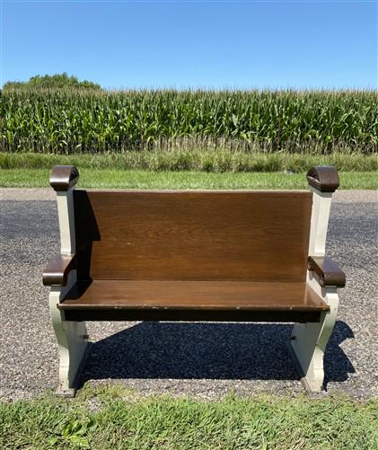 Home & Living > Furniture > Entryway & Mudroom Furniture - Vintage Wooden Church Pew, 3' 8" Porch Bench, Entry Foyer, Dini...