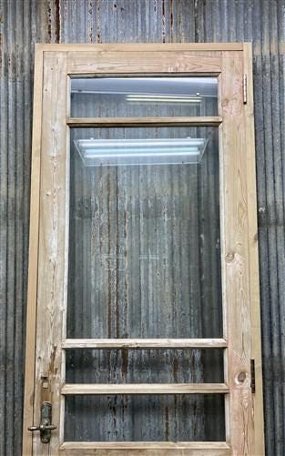 Antique French Single Door (29x93) Glass Pane Door with Jamb, Encased Door T56