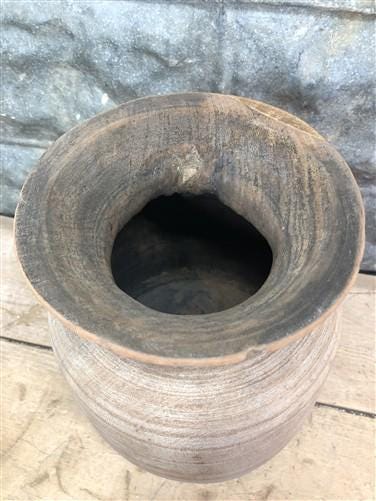 Wood Pot, Round Water Jug, Planter Urn, Flower Frog Display, Farmhouse Box, H