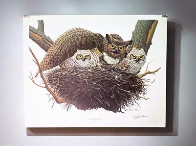 Art & Collectibles > Prints > Lithographs - Richard Sloan, Great Horned Owl, Signed Print, 28x22, Wade Collection, Plate 7...
