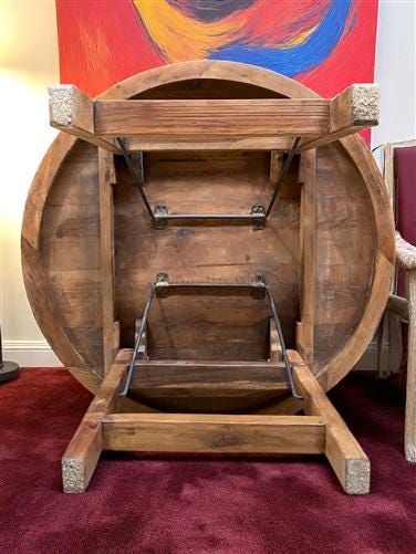 Home & Living > Furniture > Dining Room Furniture > Kitchen & Dining Tables - Rustic Round Table, Vintage Dining Room Tabl...