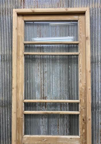 Antique French Single Door (32.5x92) Glass Pane Door with Jamb, Encased Door T46