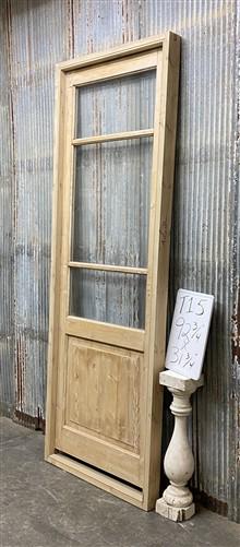 Antique French Single Door (32x93) Glass Pane Door with Jamb, Encased Door T15