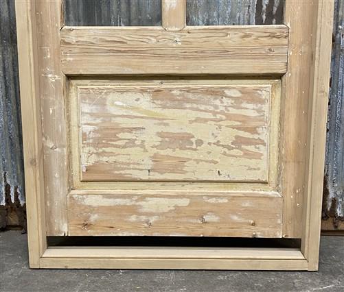 Antique French Single Door (32.5x83) Glass Pane Door with Jamb, Encased Door T11