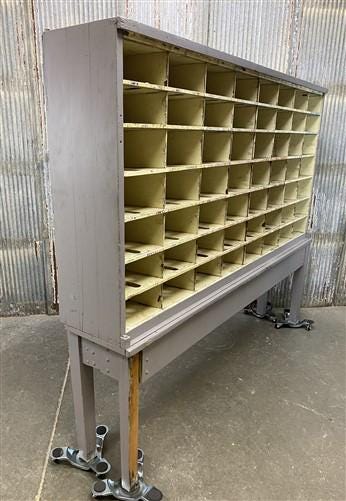 Hardware Store Cabinet, Railroad Post Office Mail Sorter, Bolt Bin, Cubbyhole, B