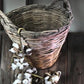 Home & Living > Storage & Organization > Baskets - Round Wicker Basket, Vintage German Woven Rattan Basket, Storage Organi...