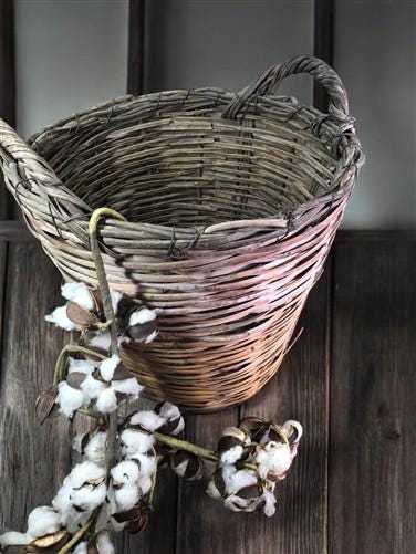 Home & Living > Storage & Organization > Baskets - Round Wicker Basket, Vintage German Woven Rattan Basket, Storage Organi...