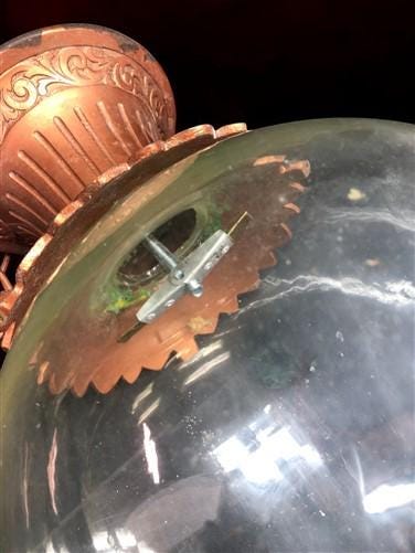 Antique Apothecary Show Globe, Hanging Pharmacy Globe,  Glass Jar D