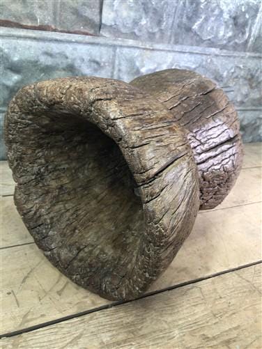 Rustic Wood Planter, Wood Stump, Round Wooden Flower Pot, Natural Wood Decor, J
