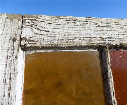 Antique Stained Glass, Rectangular Church Window, Architectural Art Glass, A2