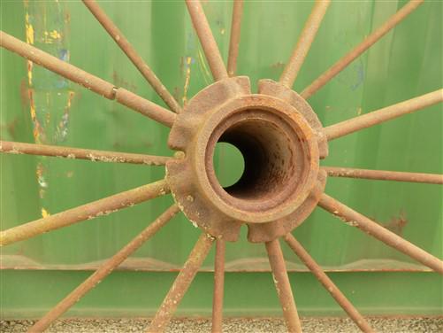 2 Cast Iron Implement Wheels, Wagon Wheel, Tractor Steel Rims, Industrial Age E