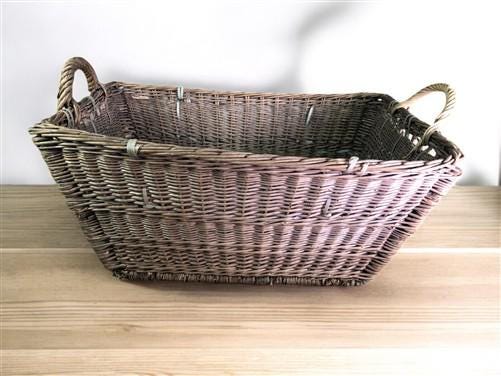 Rectangular Wicker Basket, Vintage German Woven Basket, Storage Organizer C34